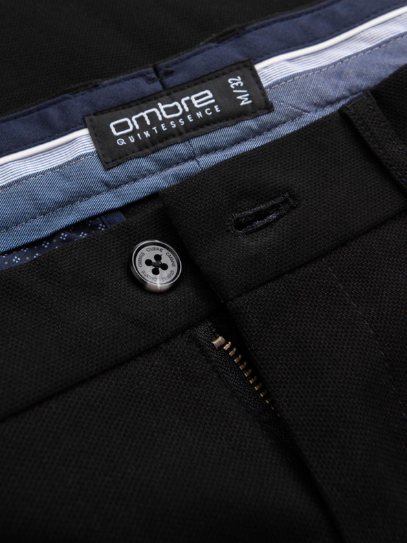 Ombre Clothing Čierne pánske slim fit chino nohavice Ombre Oblečenie