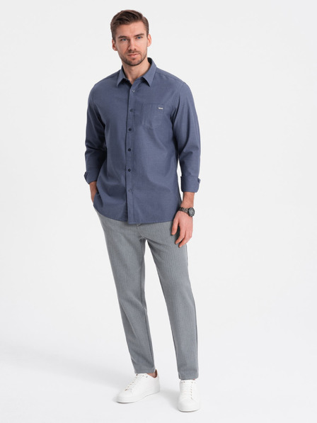 Ombre Clothing Šedé pánske nohavice Chino Ombre Oblečenie