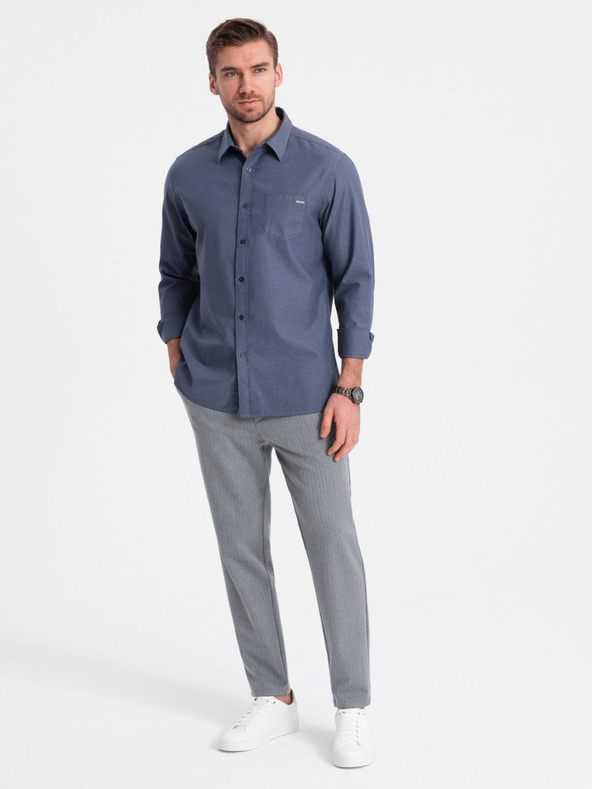 Ombre Clothing Šedé pánske nohavice Chino Ombre Oblečenie