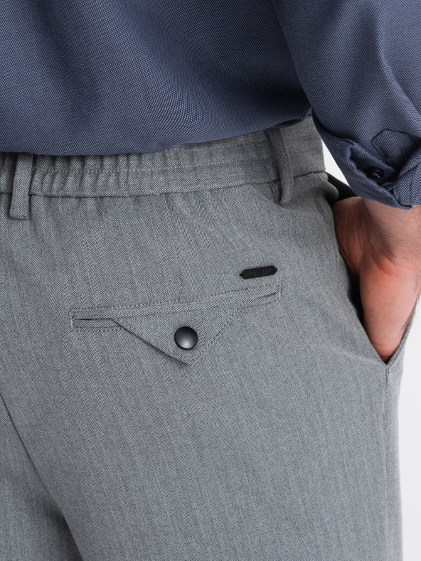 Ombre Clothing Šedé pánske nohavice Chino Ombre Oblečenie