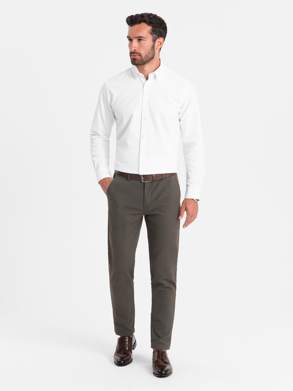 Ombre Clothing Khaki pánske chino nohavice Ombre Oblečenie