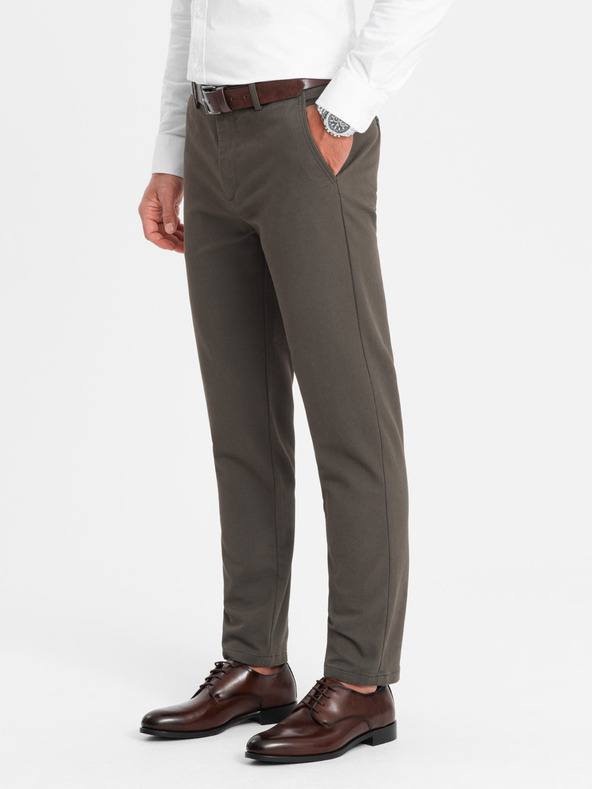 Ombre Clothing Khaki pánske chino nohavice Ombre Oblečenie