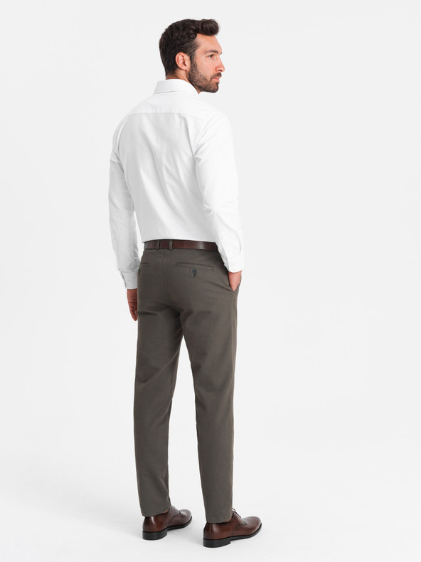 Ombre Clothing Khaki pánske chino nohavice Ombre Oblečenie