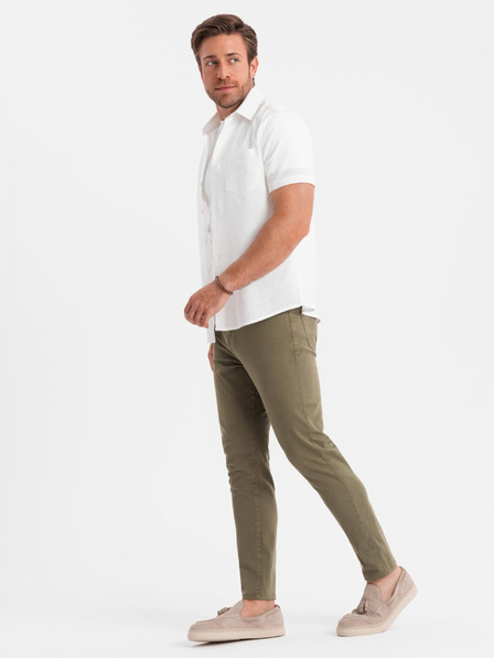 Ombre Clothing Khaki pánske chino nohavice Ombre Oblečenie