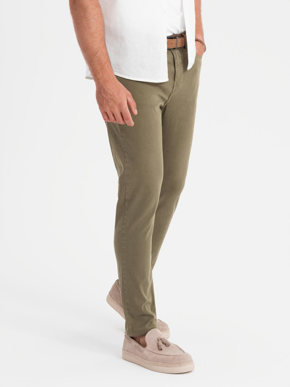 Ombre Clothing Khaki pánske chino nohavice Ombre Oblečenie