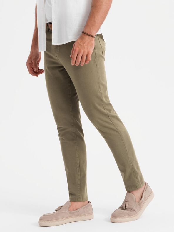 Ombre Clothing Khaki pánske chino nohavice Ombre Oblečenie
