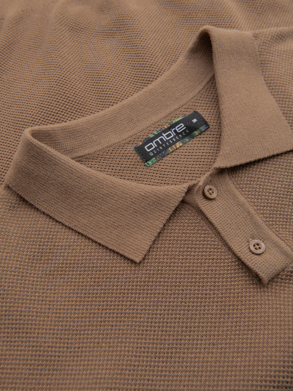 Ombre Clothing Svetlohnedá pánska polokošeľa Ombre Oblečenie