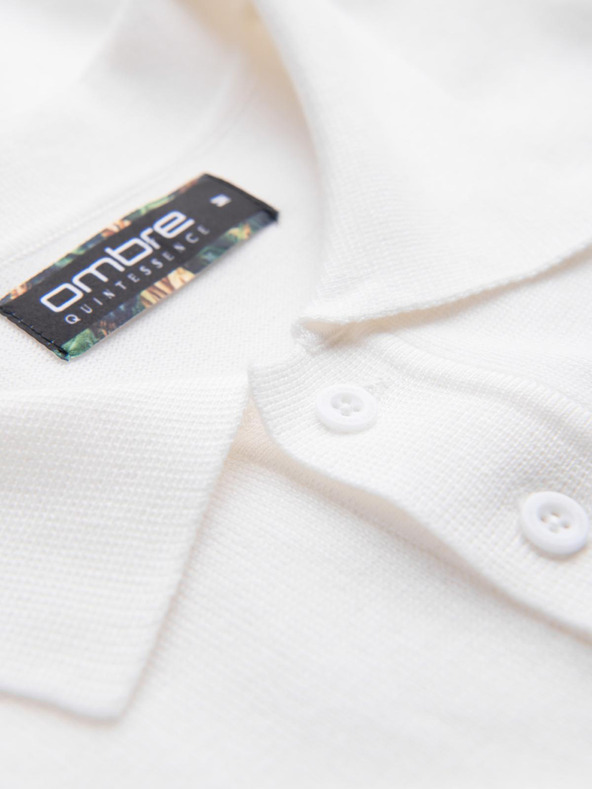 Ombre Clothing Biela pánska polokošeľa Ombre Clothing