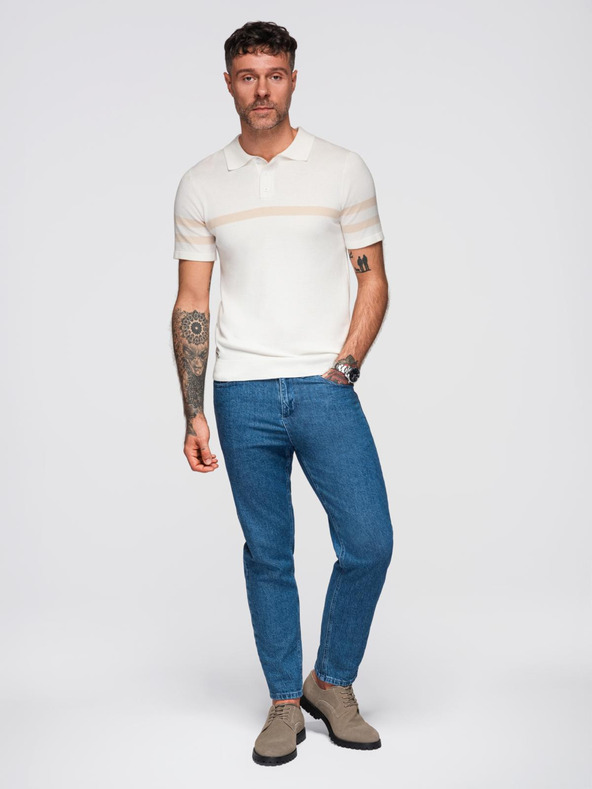 Ombre Clothing Krémová pánska polokošeľa Ombre Oblečenie