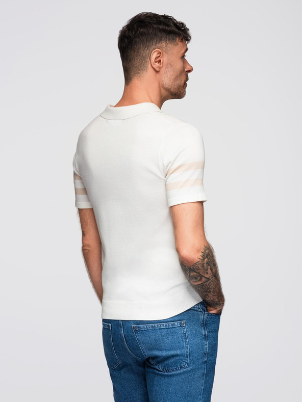 Ombre Clothing Krémová pánska polokošeľa Ombre Oblečenie