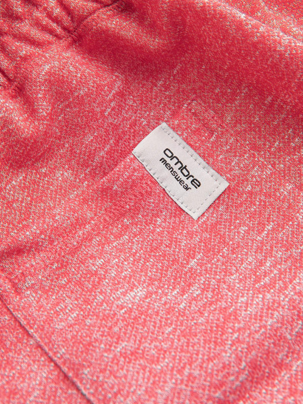 Ombre Clothing Červené pánske pruhované šortky Ombre Clothing