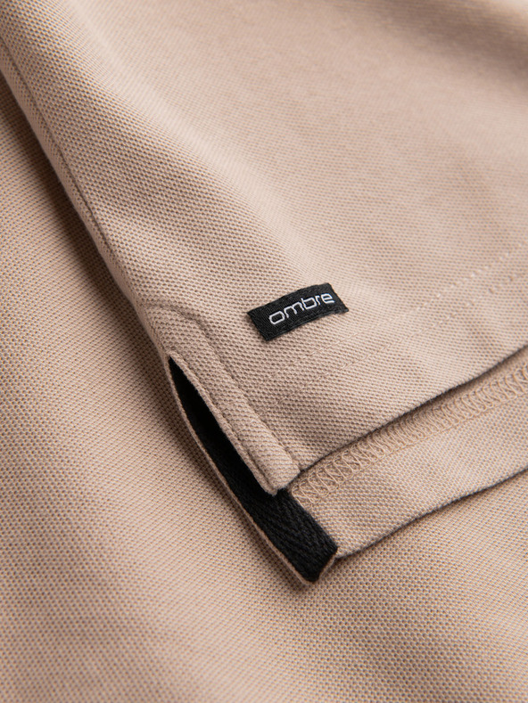Ombre Clothing Béžové pánske polo tričko Ombre Clothing