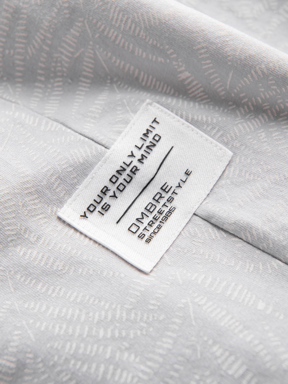 Ombre Clothing Svetlošedé pánske vzorované tričko Ombre Oblečenie