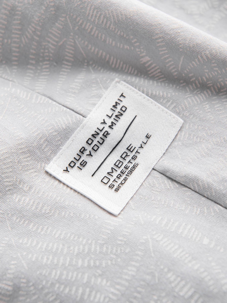 Ombre Clothing Svetlošedé pánske vzorované tričko Ombre Oblečenie