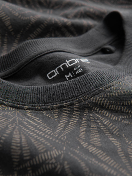 Ombre Clothing Tmavošedé pánske vzorované tričko Ombre Oblečenie