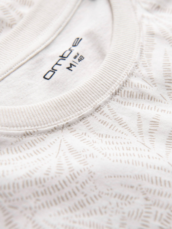 Ombre Clothing Krémové pánske vzorované tričko Ombre Oblečenie