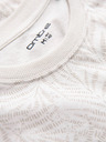 Ombre Clothing Krémové pánske vzorované tričko Ombre Oblečenie
