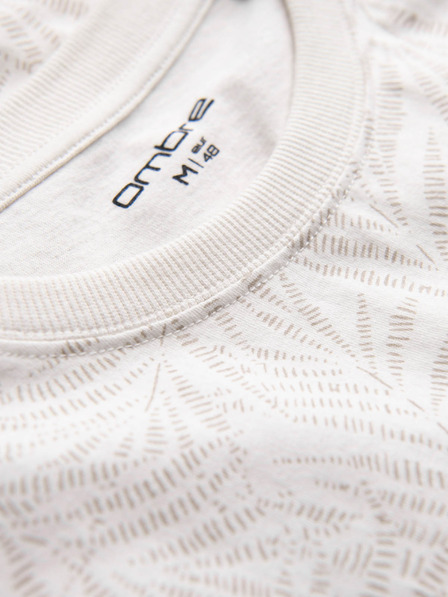 Ombre Clothing Krémové pánske vzorované tričko Ombre Oblečenie