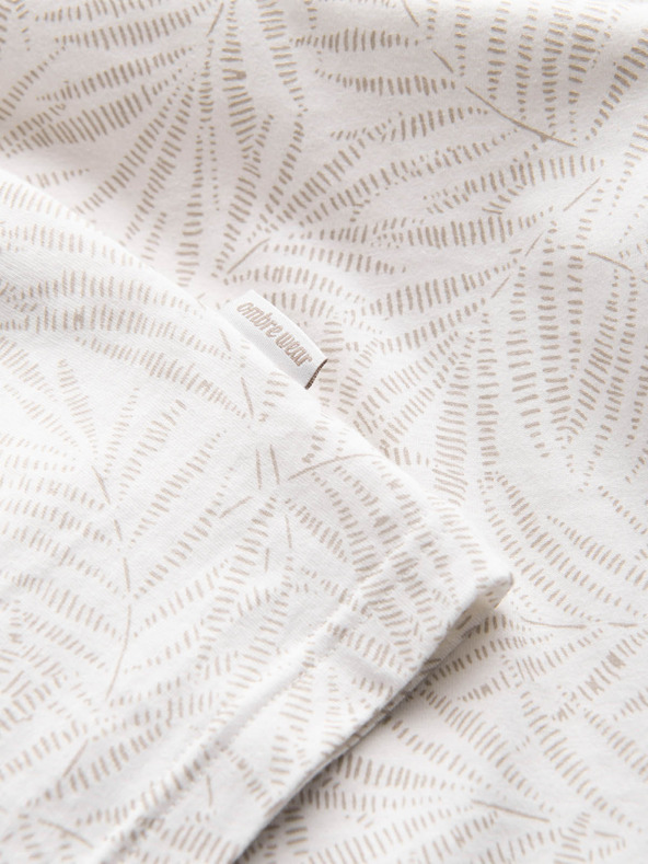 Ombre Clothing Krémové pánske vzorované tričko Ombre Oblečenie