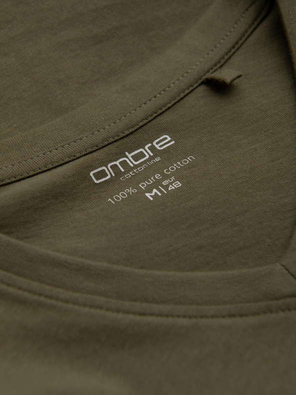 Ombre Clothing Khaki pánske základné tričko Ombre Clothing