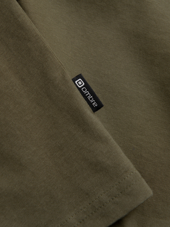 Ombre Clothing Khaki pánske základné tričko Ombre Clothing