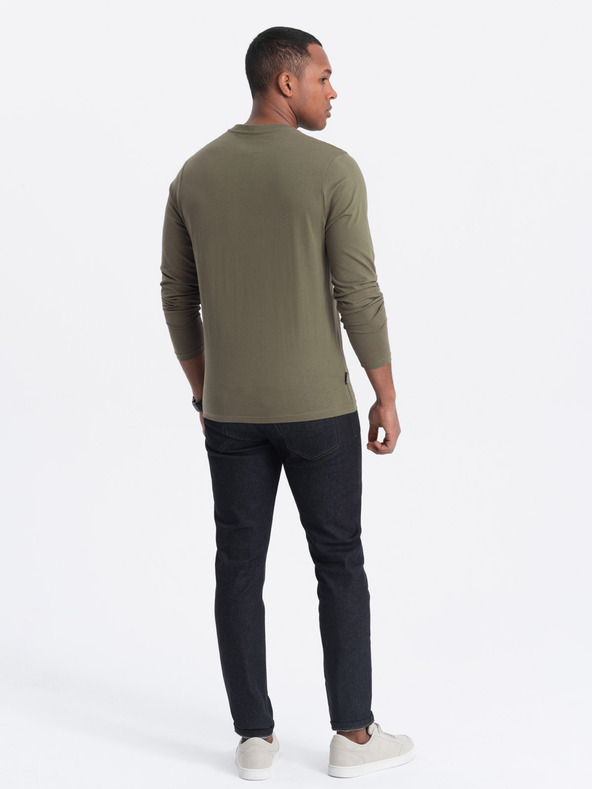 Ombre Clothing Khaki pánske základné tričko Ombre Clothing