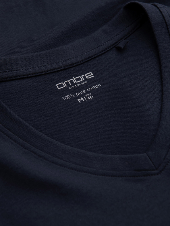 Ombre Clothing Tmavomodré pánske základné tričko Ombre Clothing