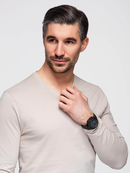 Ombre Clothing Béžové pánske základné tričko Ombre Oblečenie