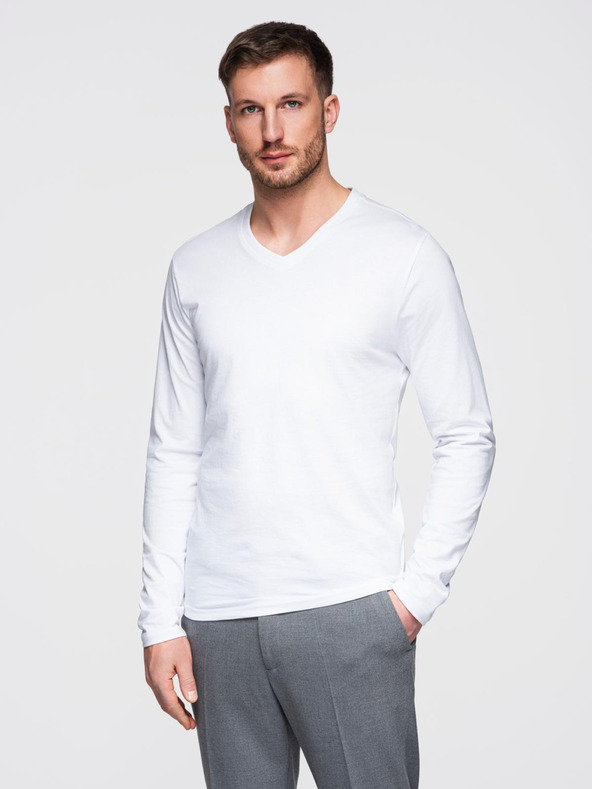 Ombre Clothing Biele pánske základné tričko Ombre Oblečenie