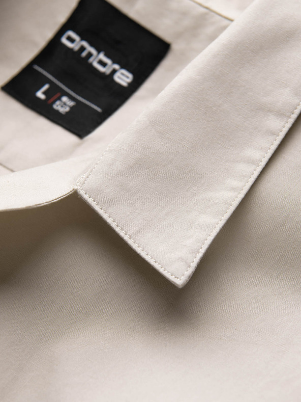 Ombre Clothing Krémové pánske tričko s krátkym rukávom Ombre Oblečenie