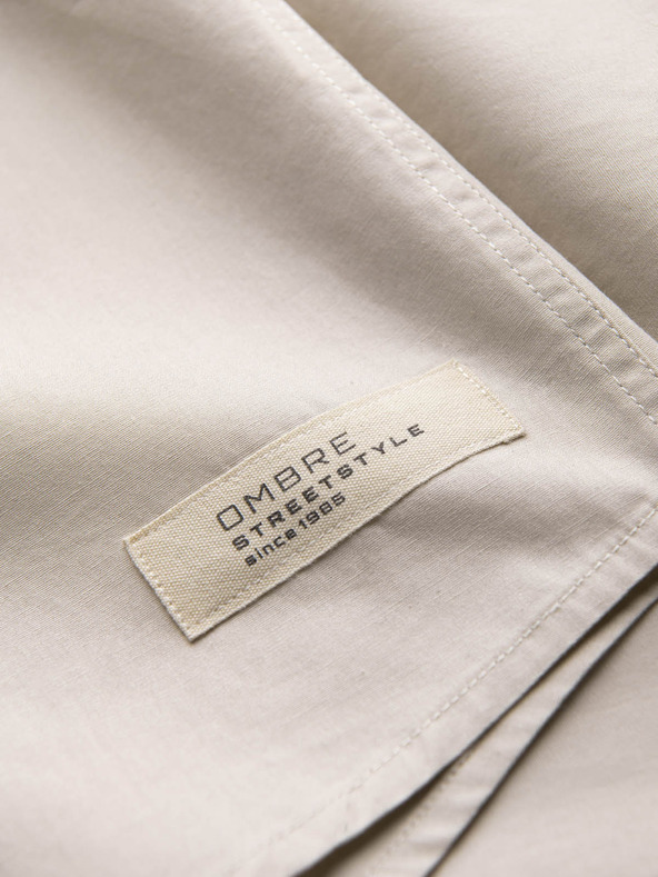 Ombre Clothing Krémové pánske tričko s krátkym rukávom Ombre Oblečenie