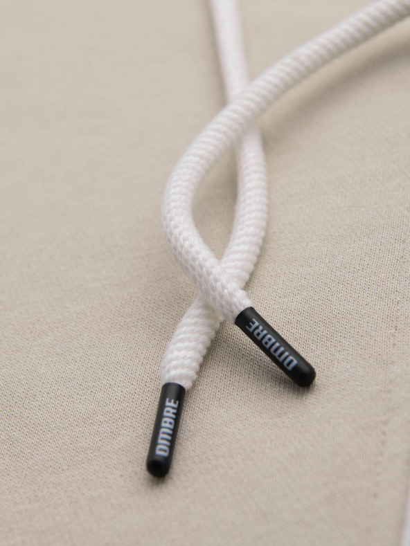 Ombre Clothing Béžová pánska základná mikina na zips s kapucňou Ombre Oblečenie