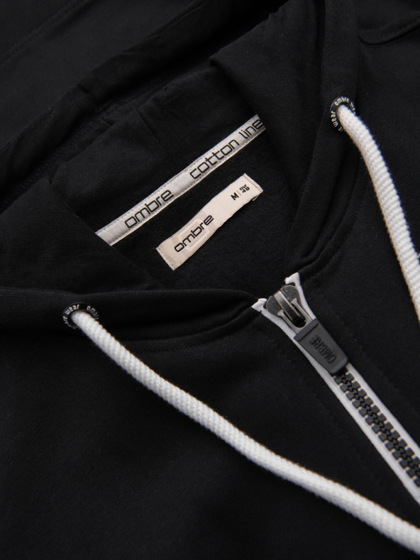 Ombre Clothing Čierna pánska základná mikina na zips s kapucňou Ombre Clothing