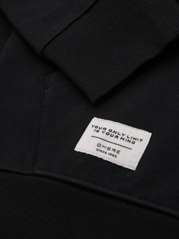 Ombre Clothing Čierna pánska základná mikina na zips s kapucňou Ombre Clothing