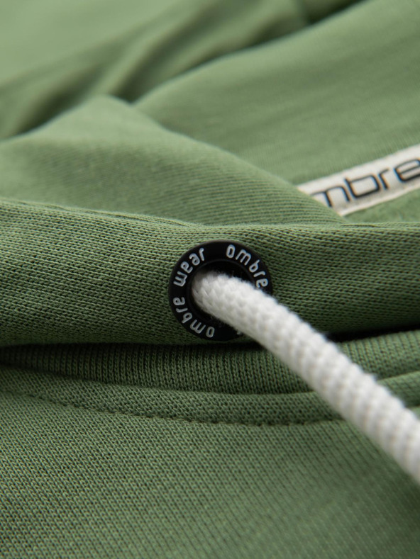 Ombre Clothing Zelená pánska mikina s kapucňou Ombre Clothing