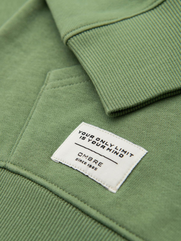 Ombre Clothing Zelená pánska mikina s kapucňou Ombre Clothing