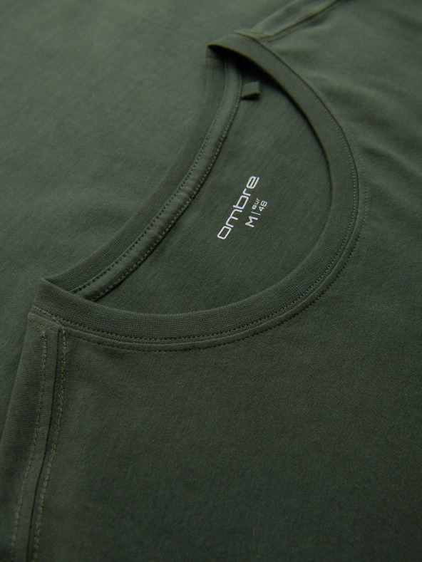 Ombre Clothing Zelené pánske tričko s vreckom Ombre Clothing