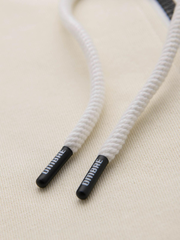 Ombre Clothing Krémová pánska základná mikina na zips s kapucňou Ombre Oblečenie