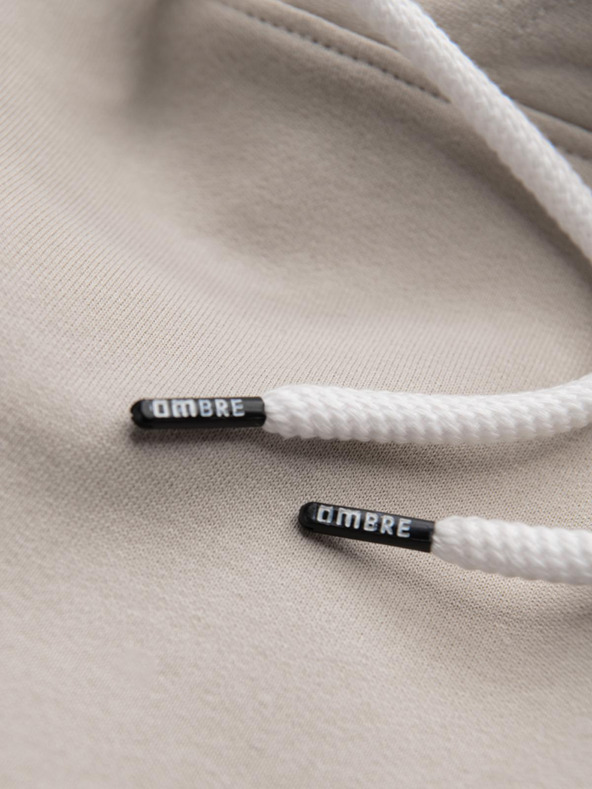 Ombre Clothing Béžová pánska klokanka s kapucňou Ombre Oblečenie