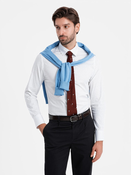 Ombre Clothing Biela pánska bavlnená košeľa Ombre Clothing