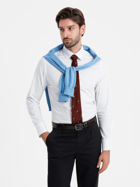 Ombre Clothing Biela pánska bavlnená košeľa Ombre Clothing