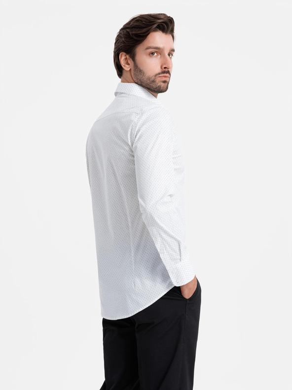 Ombre Clothing Biela pánska bavlnená košeľa Ombre Clothing