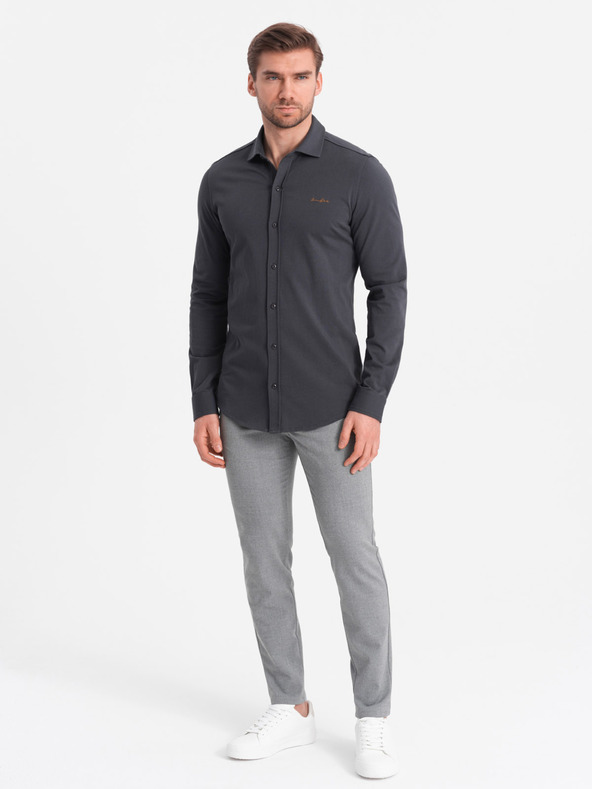 Ombre Clothing Šedá pánska džersejová košeľa Ombre Clothing