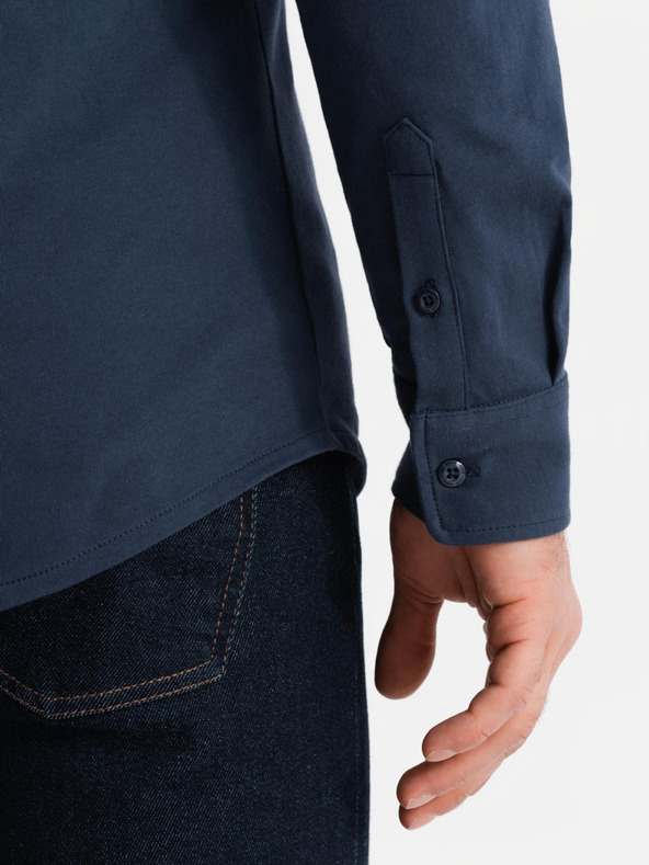 Ombre Clothing Modrá pánska džersejová košeľa Ombre Clothing