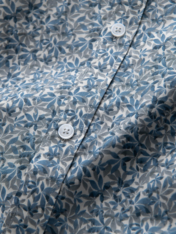 Ombre Clothing Modrá pánska vzorovaná slim fit košeľa Ombre Clothing