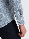Ombre Clothing Modrá pánska vzorovaná slim fit košeľa Ombre Clothing