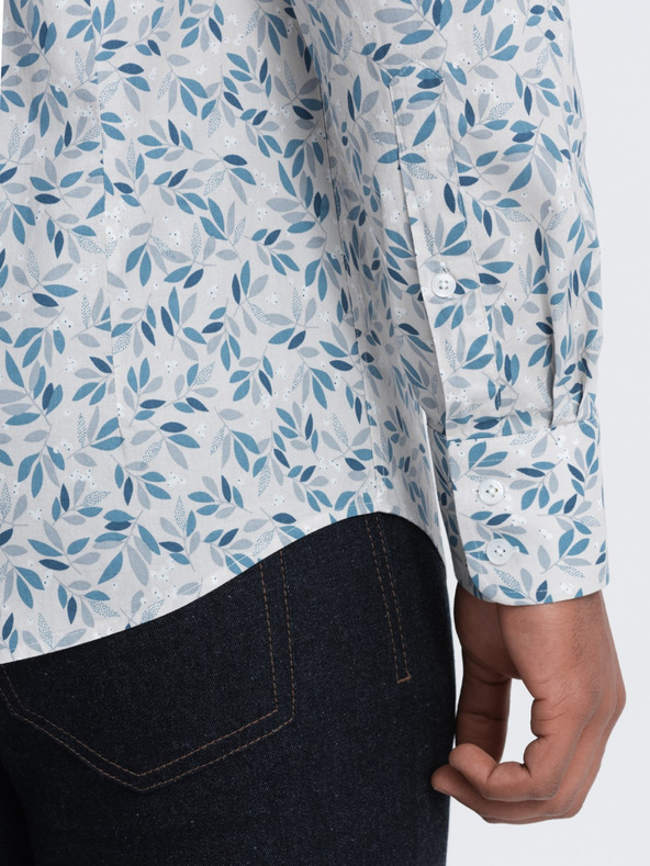 Ombre Clothing Šedá pánska vzorovaná košeľa Ombre Clothing