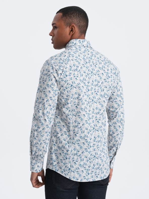 Ombre Clothing Šedá pánska vzorovaná košeľa Ombre Clothing