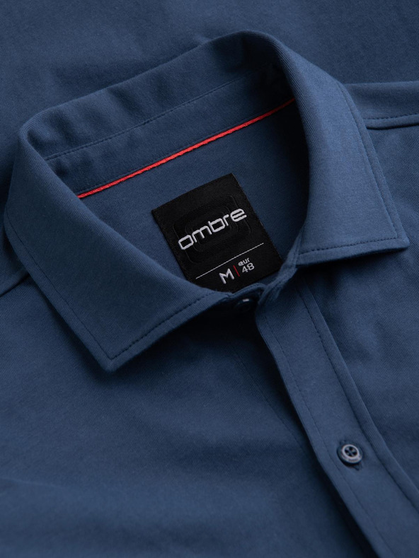 Ombre Clothing Modrá pánska džersejová košeľa Ombre Clothing