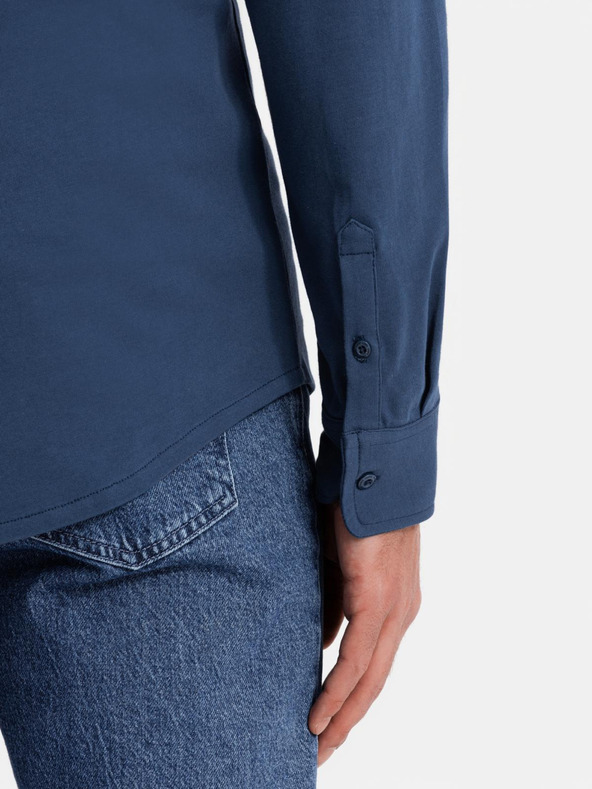 Ombre Clothing Modrá pánska džersejová košeľa Ombre Clothing